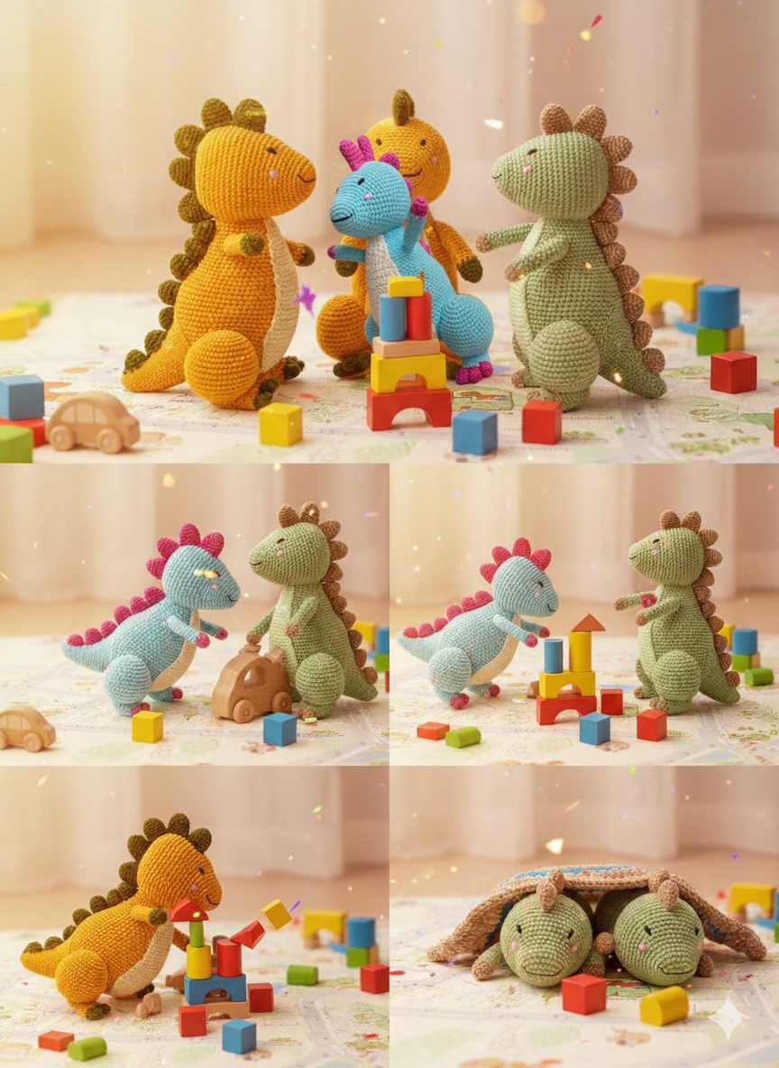 Handmade Crochet Dinosaur Soft Toy - 25 cm