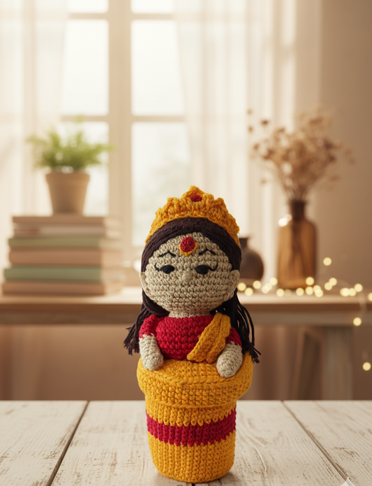 Handmade Crochet Goddess Idol Goodie/Wish Basket - 18 cm