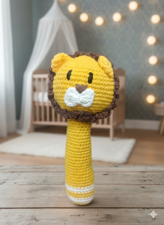 Handmade Crochet Lion Rattle - 22 cm
