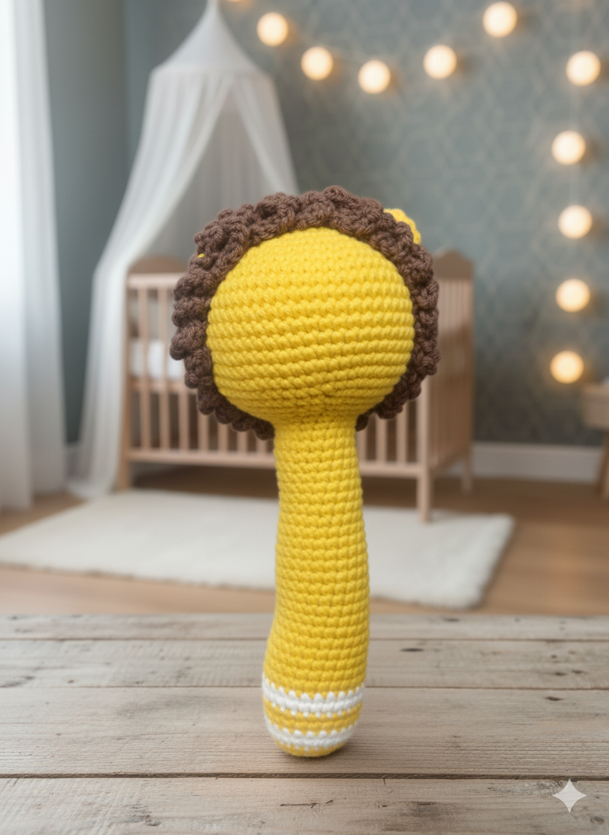 Handmade Crochet Lion Rattle - 22 cm