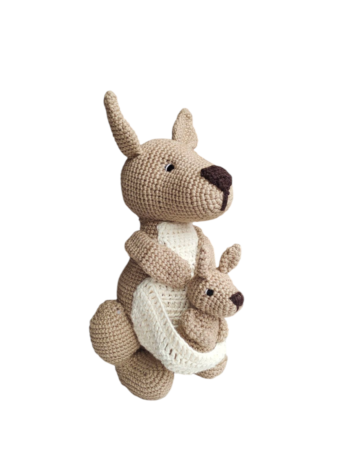 Handmade Crochet Kangaroo with Baby - 35 cm