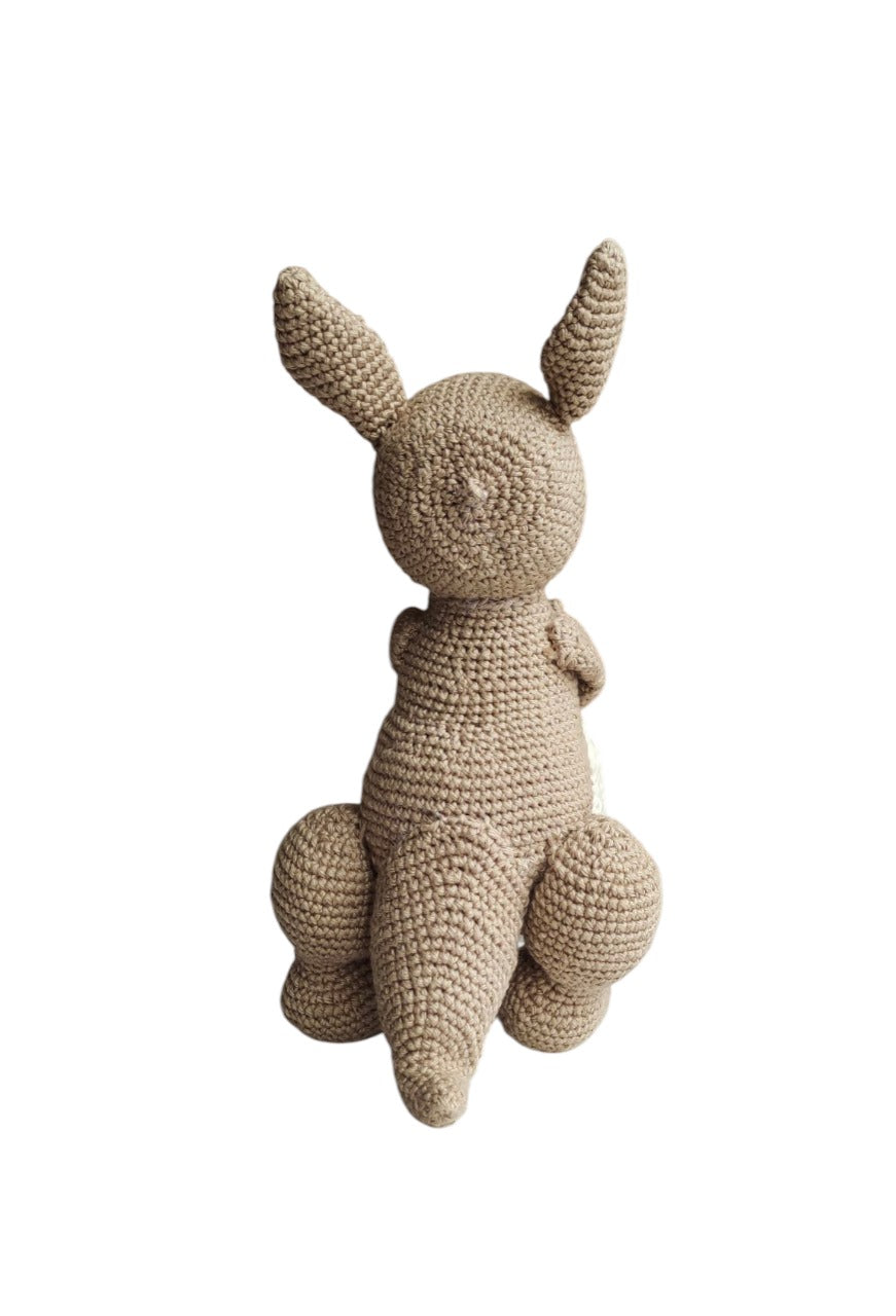 Handmade Crochet Kangaroo with Baby - 35 cm