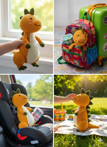 Handmade Crochet Dinosaur Soft Toy - 25 cm