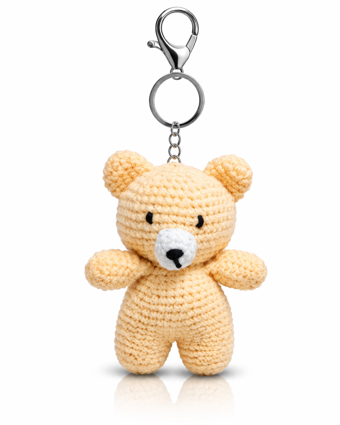 MynaMo Handmade Crochet Teddy Bear Keychain, 10 cm