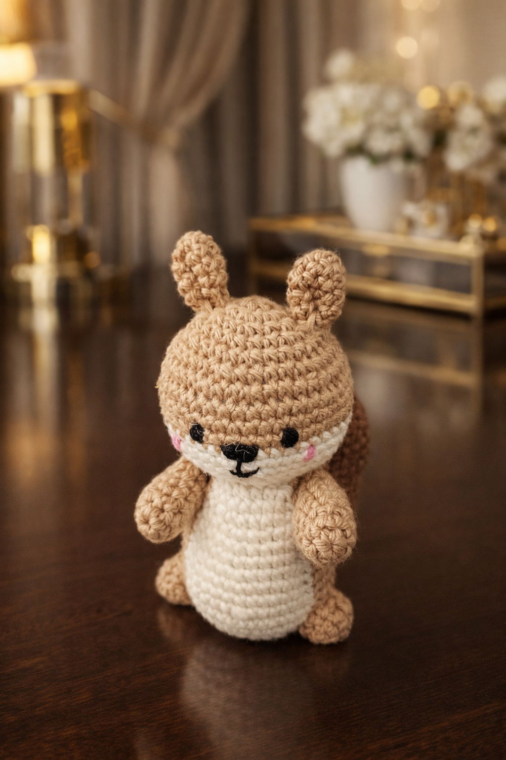Handmade Crochet Squirrel Plush Toy - 10 cm