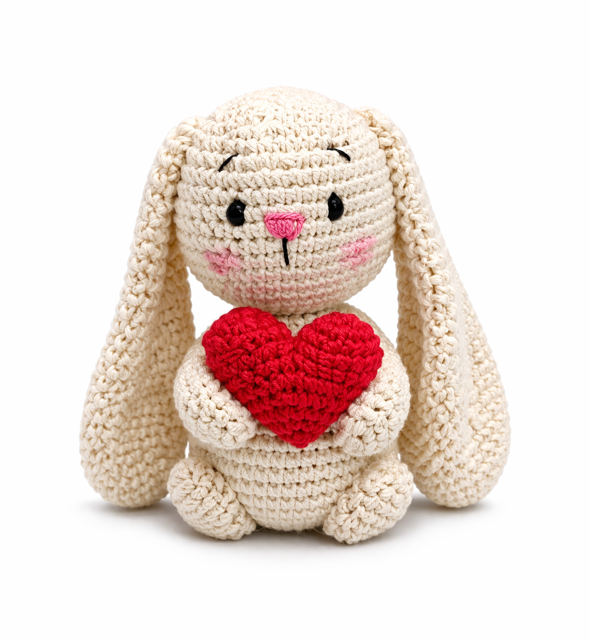 MynaMo Little Souls Handmade Crochet Bunny with Heart