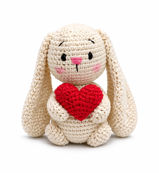 MynaMo Little Souls Handmade Crochet Bunny with Heart