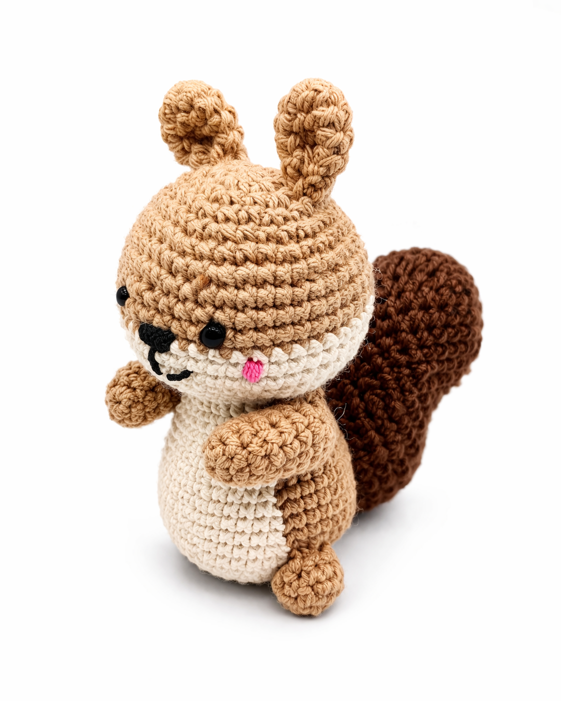 Handmade Crochet Squirrel Plush Toy - 10 cm