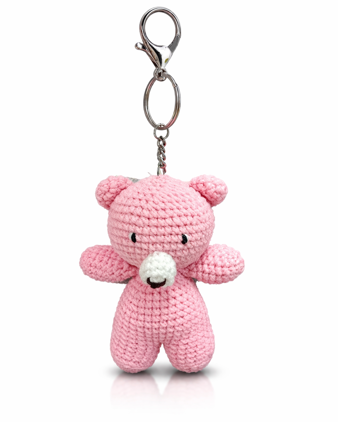 MynaMo Handmade Crochet Teddy Bear Keychain, 10 cm