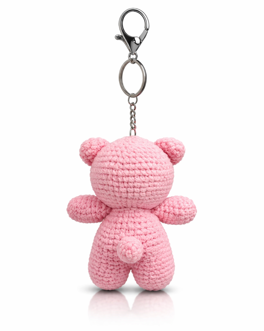MynaMo Handmade Crochet Teddy Bear Keychain, 10 cm