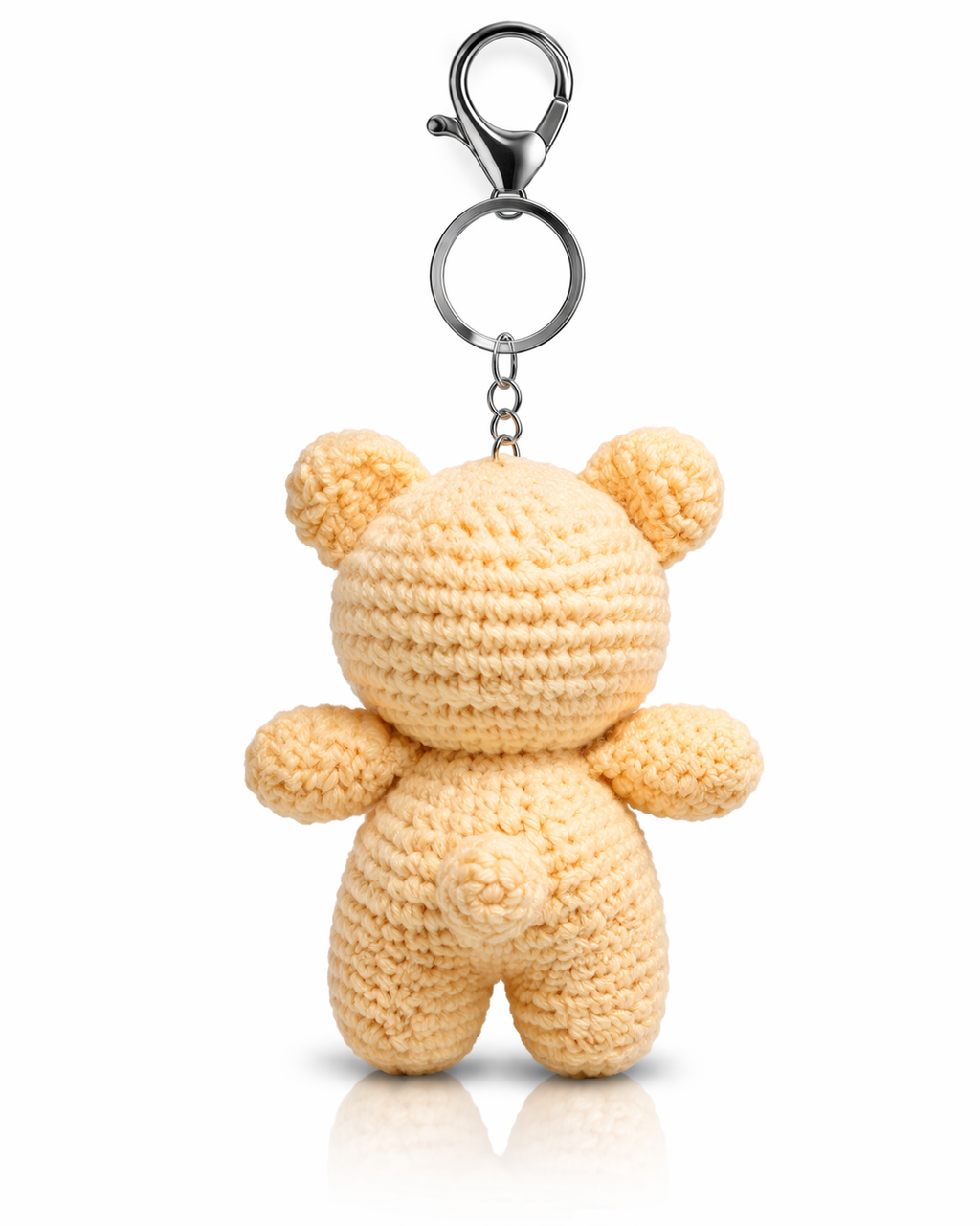 MynaMo Handmade Crochet Teddy Bear Keychain, 10 cm