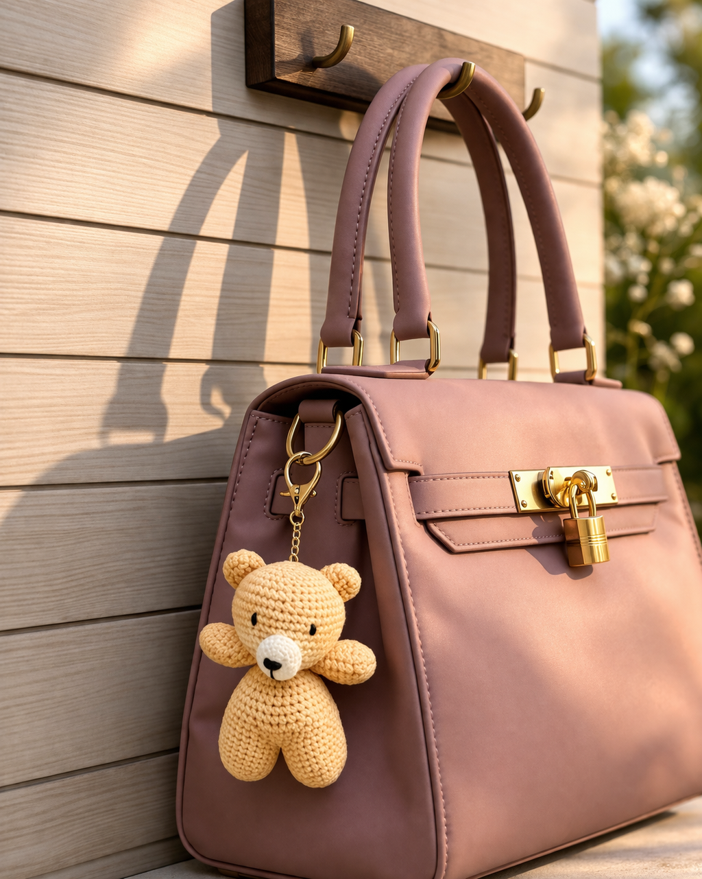 MynaMo Handmade Crochet Teddy Bear Keychain, 10 cm