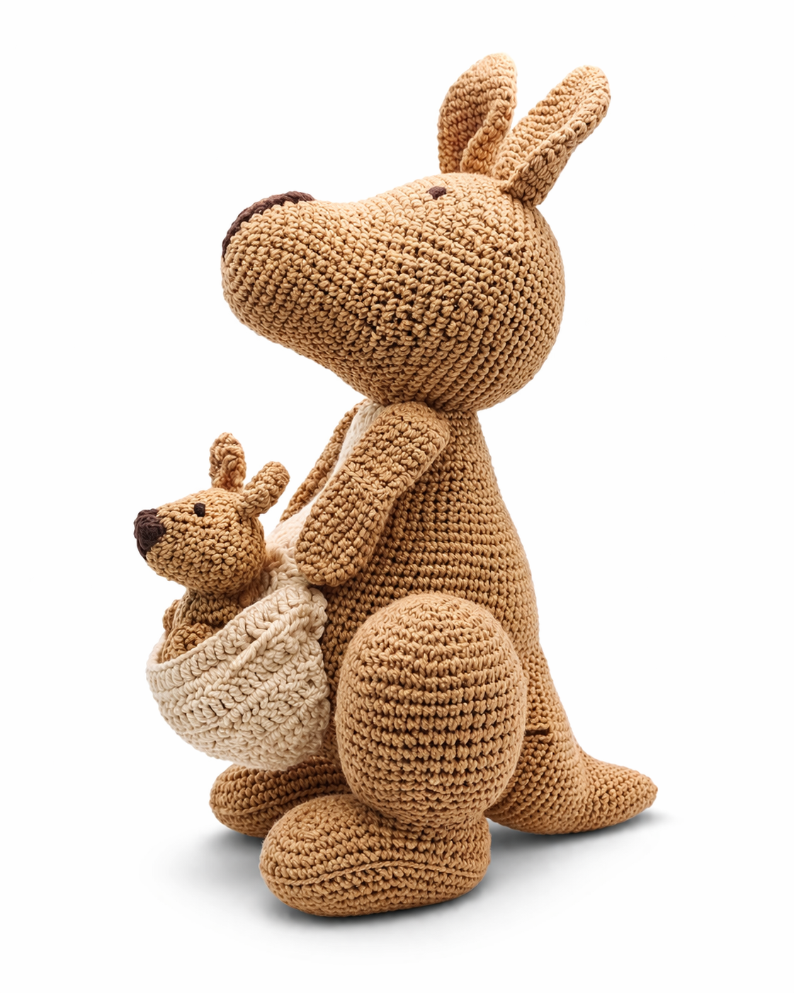 Handmade Crochet Kangaroo with Baby - 35 cm