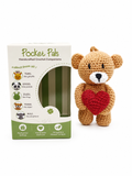 Handmade Crochet Teddy Bear with Heart - 15 cm (Caramel)