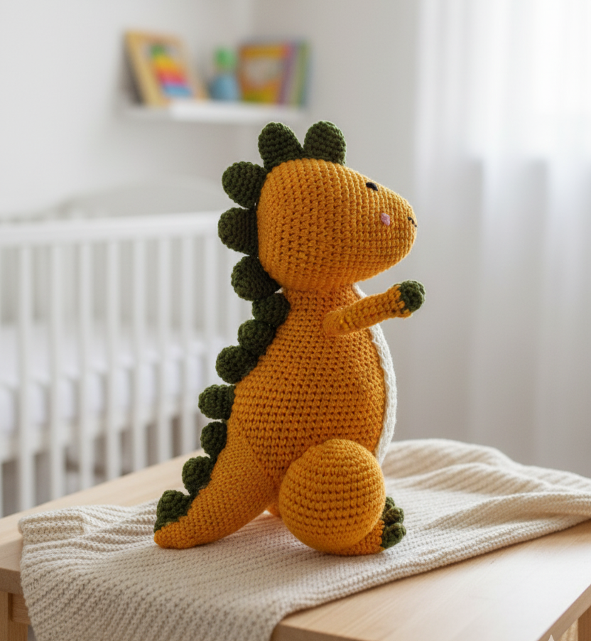 Handmade Crochet Dinosaur Soft Toy - 25 cm