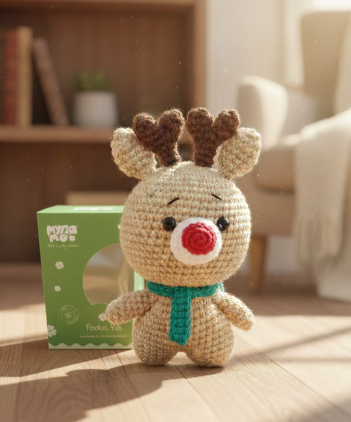 Handmade Crochet Reindeer Soft Toy - 14 cm