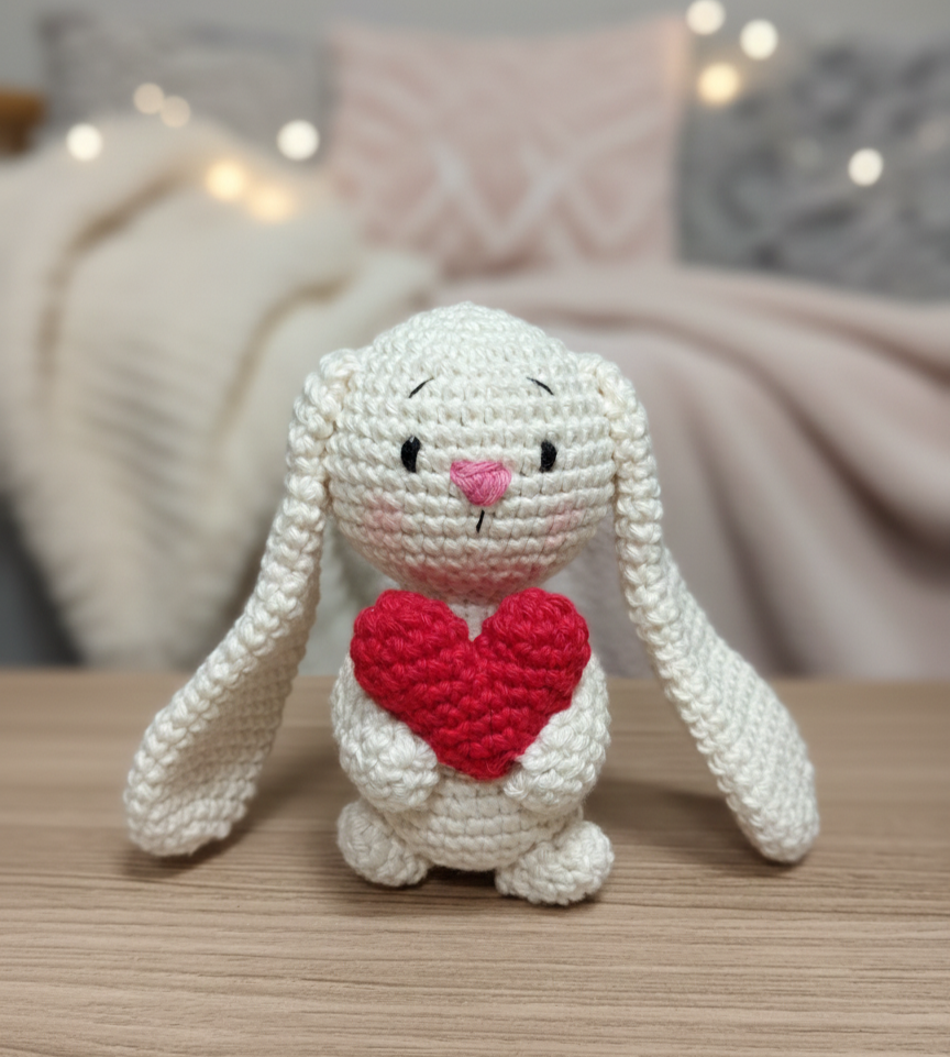 MynaMo Little Souls Handmade Crochet Bunny with Heart