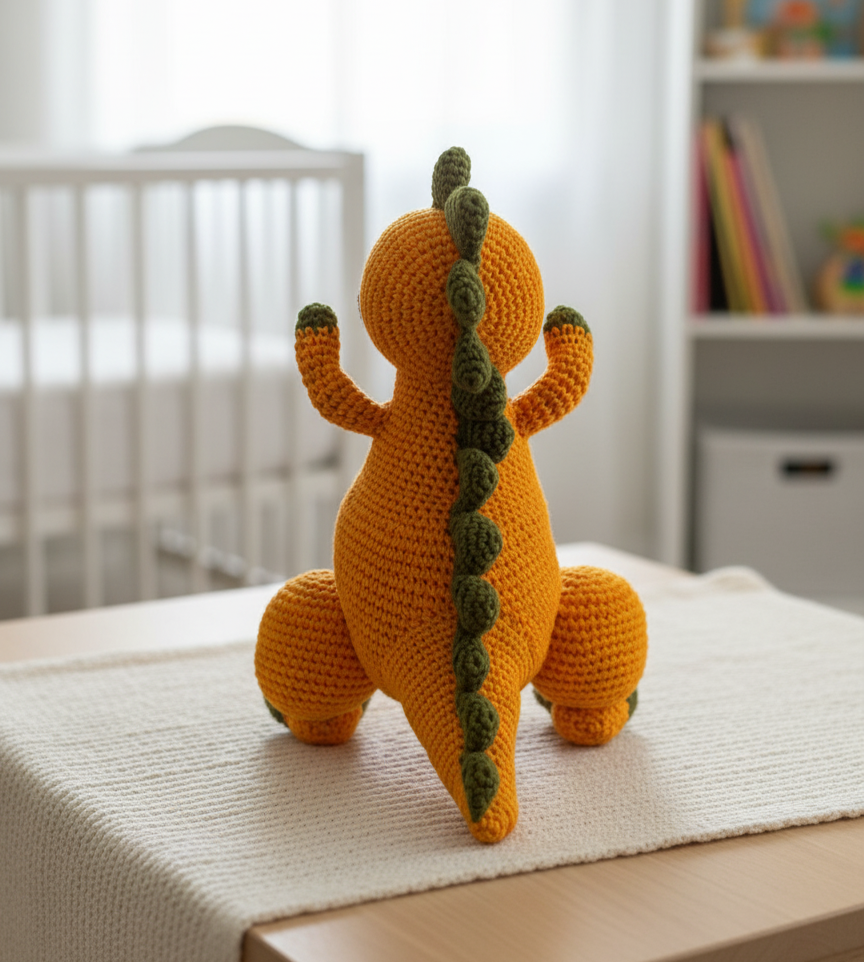 Handmade Crochet Dinosaur Soft Toy - 25 cm