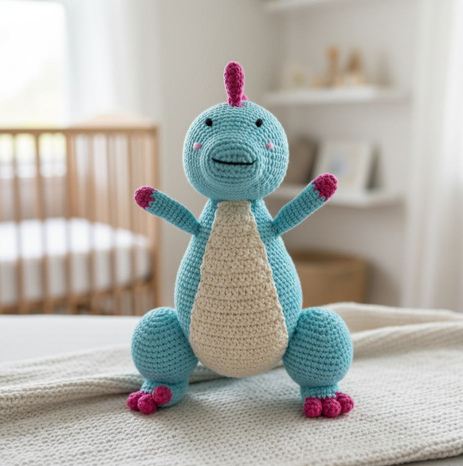 Handmade Crochet Dinosaur Soft Toy - 25 cm