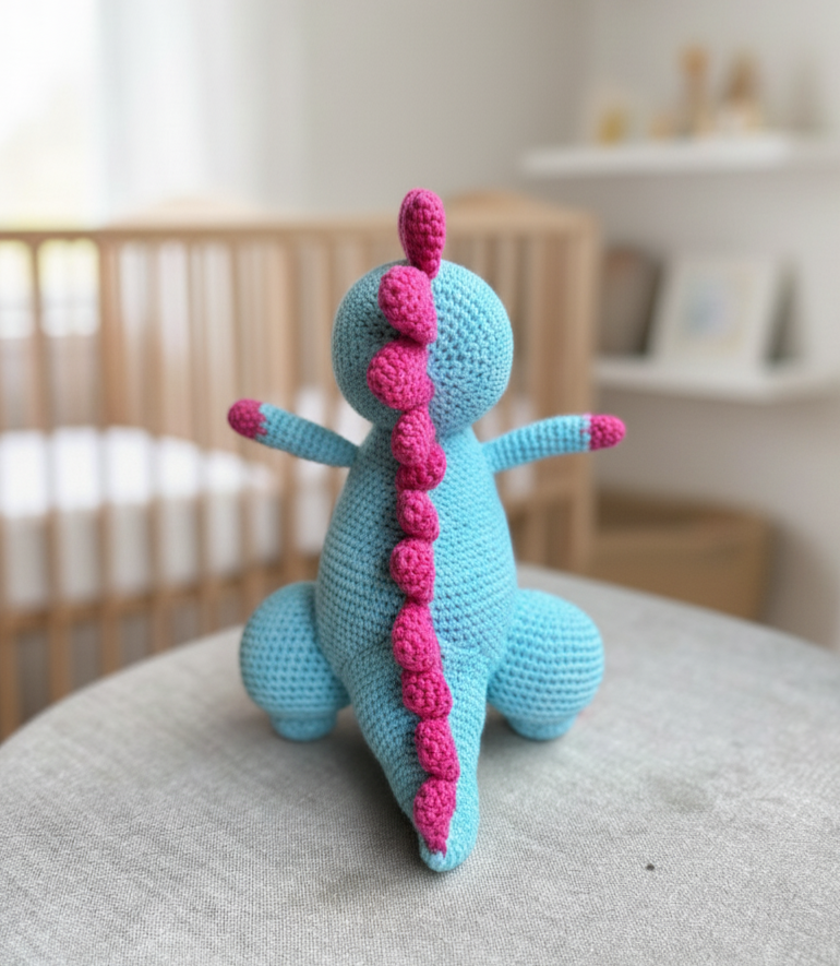 Handmade Crochet Dinosaur Soft Toy - 25 cm