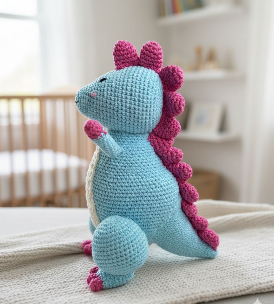 Handmade Crochet Dinosaur Soft Toy - 25 cm