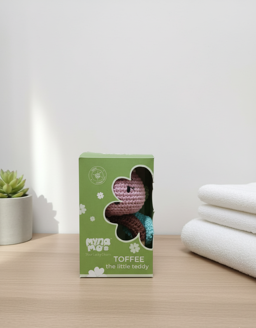 Handmade Crocheted Mauve Bee Teether - 8 cm