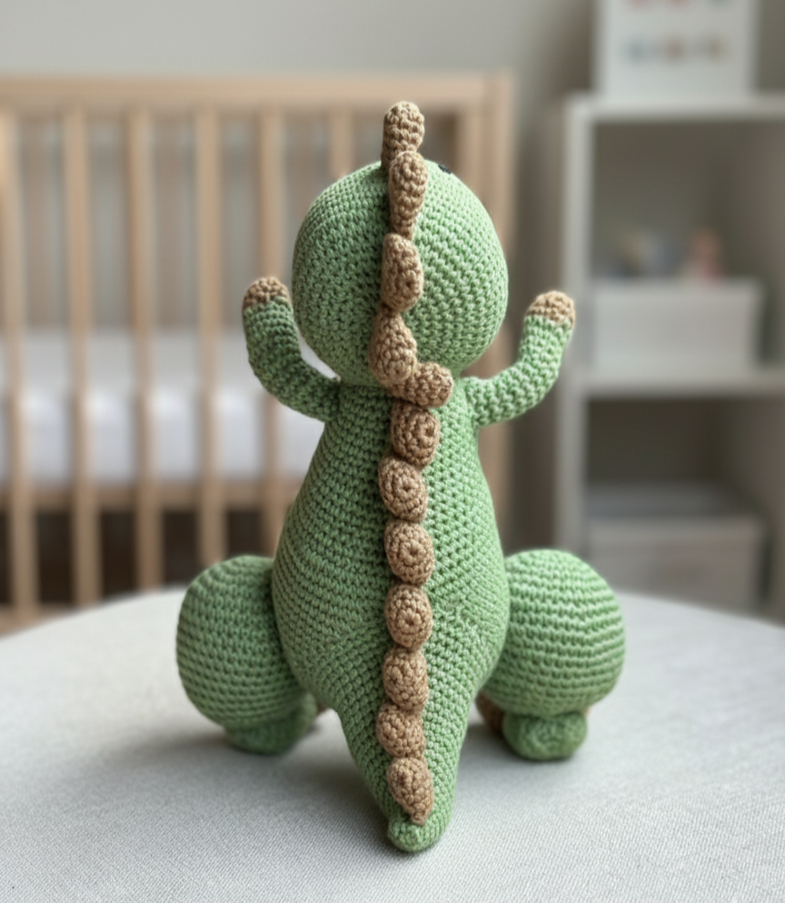 Handmade Crochet Dinosaur Soft Toy - 25 cm