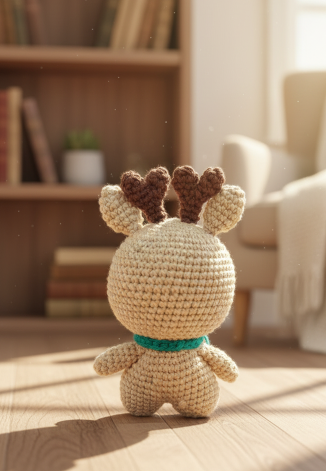 Handmade Crochet Reindeer Soft Toy - 14 cm