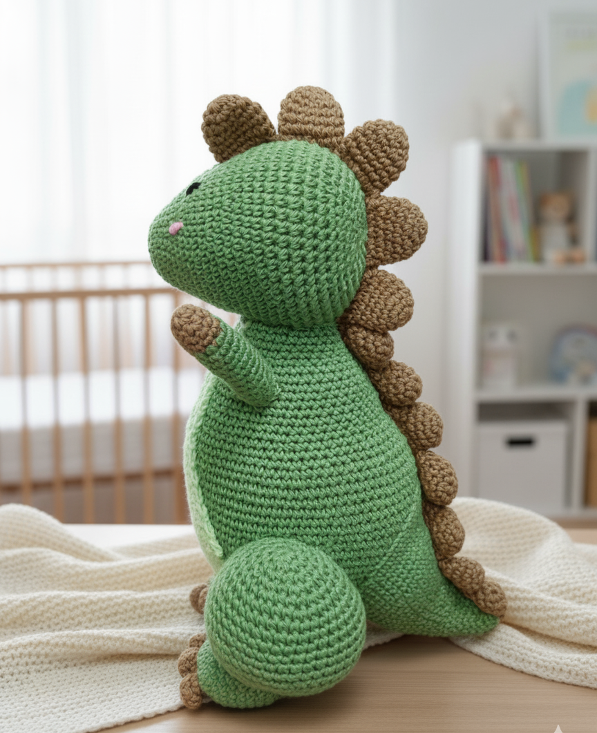 Handmade Crochet Dinosaur Soft Toy - 25 cm