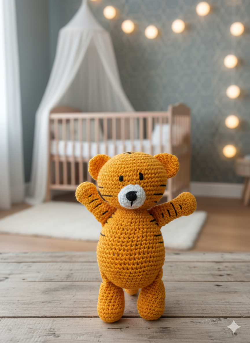 Handmade Crochet Tiger -18cm