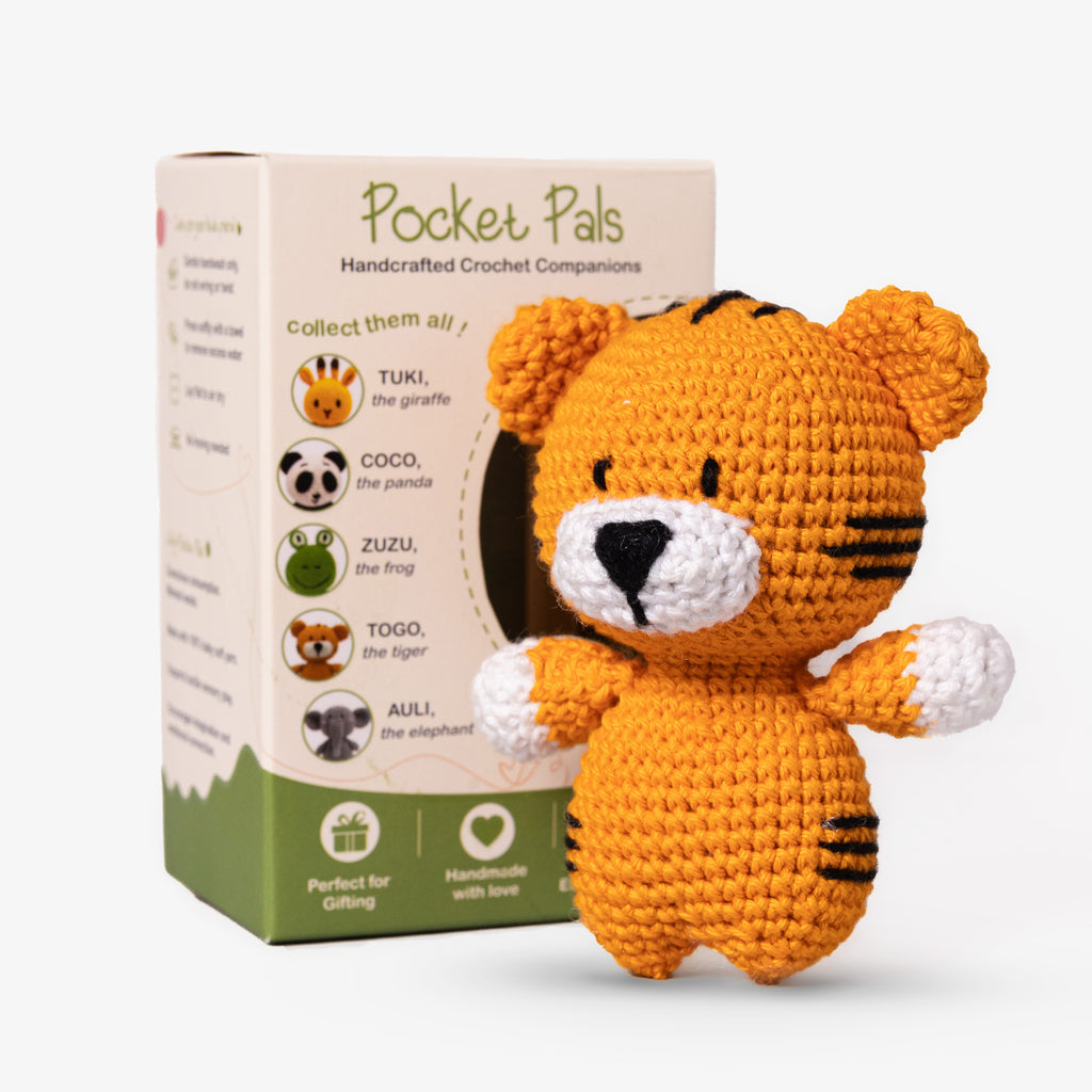 Handmade Crochet Tiger | Pocket-Sized Stuffed Amigurumi | 10 cm
