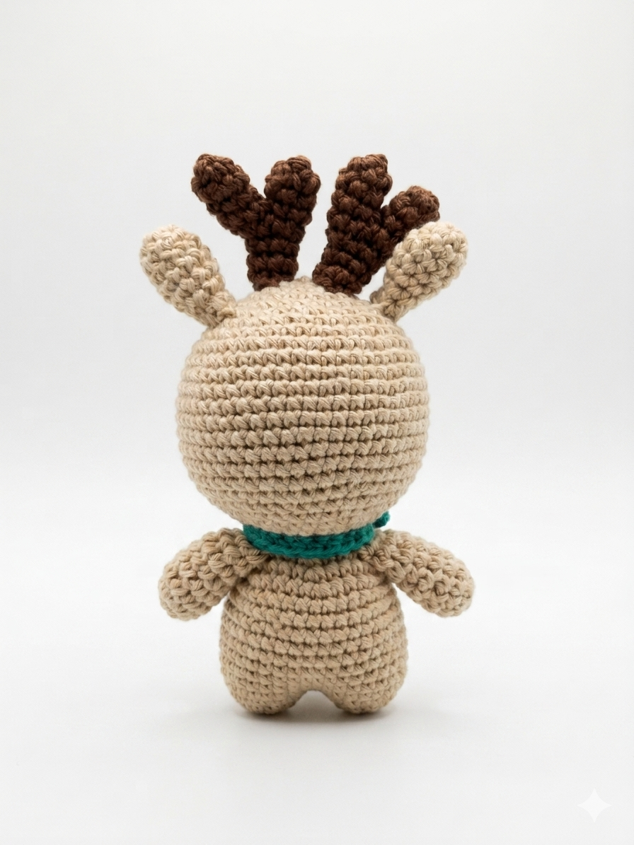 Handmade Crochet Reindeer Soft Toy - 14 cm