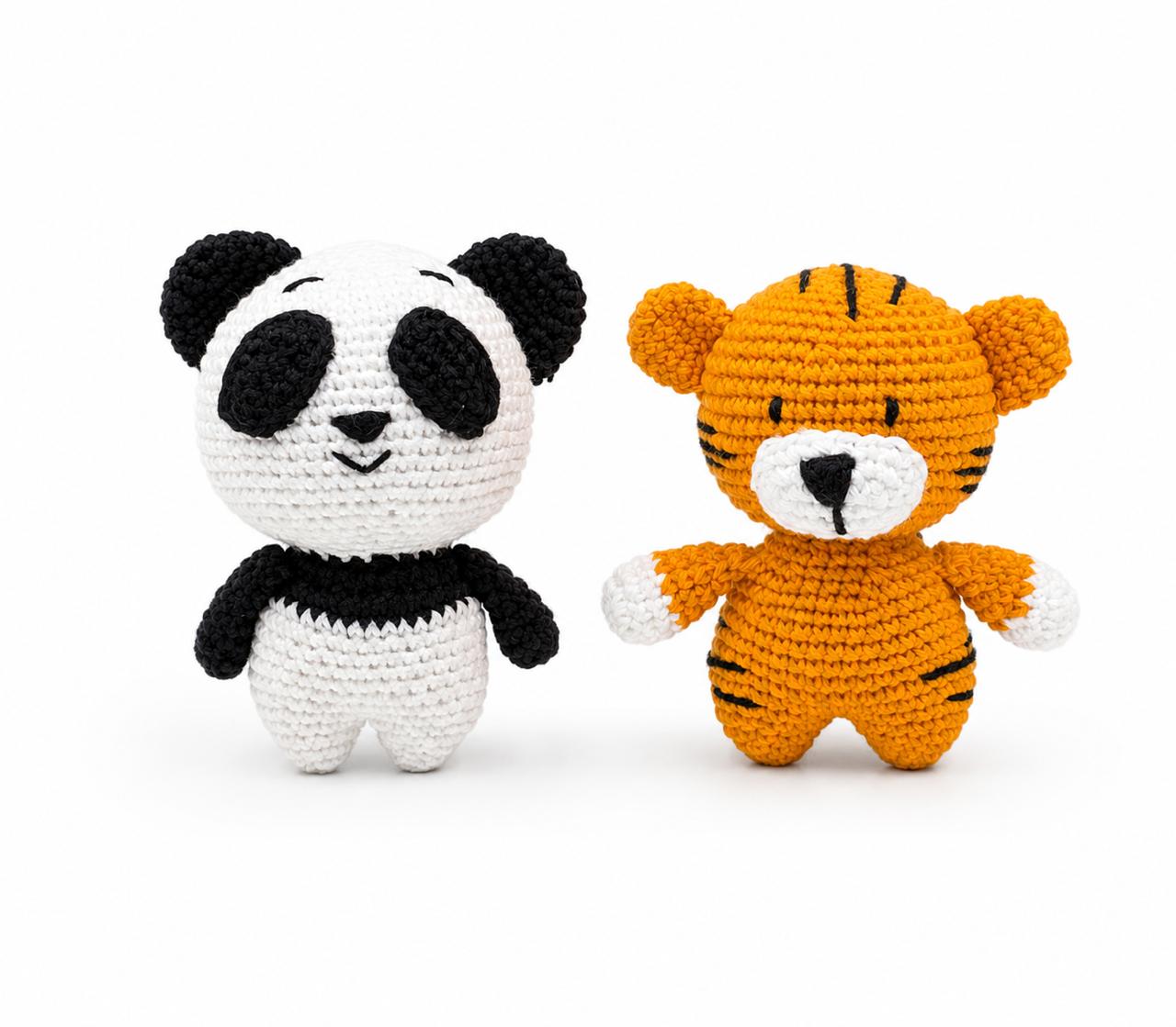 Handmade Crochet Amigurumi Soft Toys Combo – Coco the Panda & Togo the Tiger | Thoughtful Gift for Every Occasion