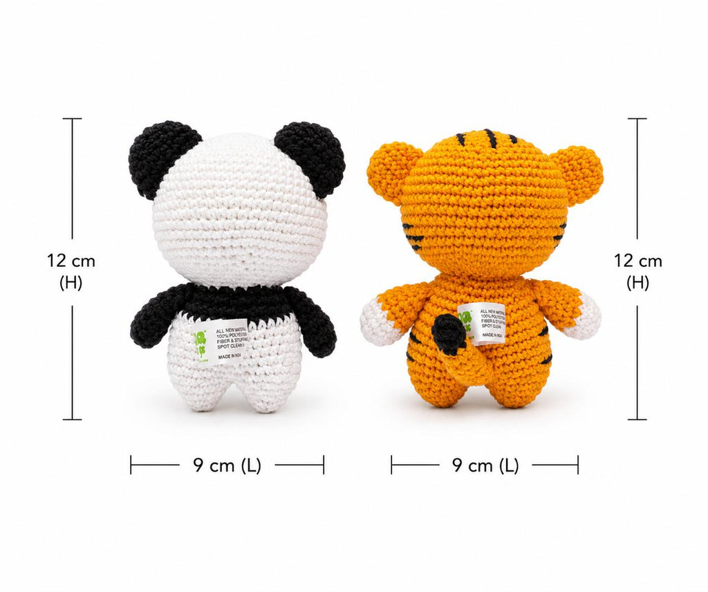 Handmade Crochet Amigurumi Soft Toys Combo – Coco the Panda & Togo the Tiger | Thoughtful Gift for Every Occasion