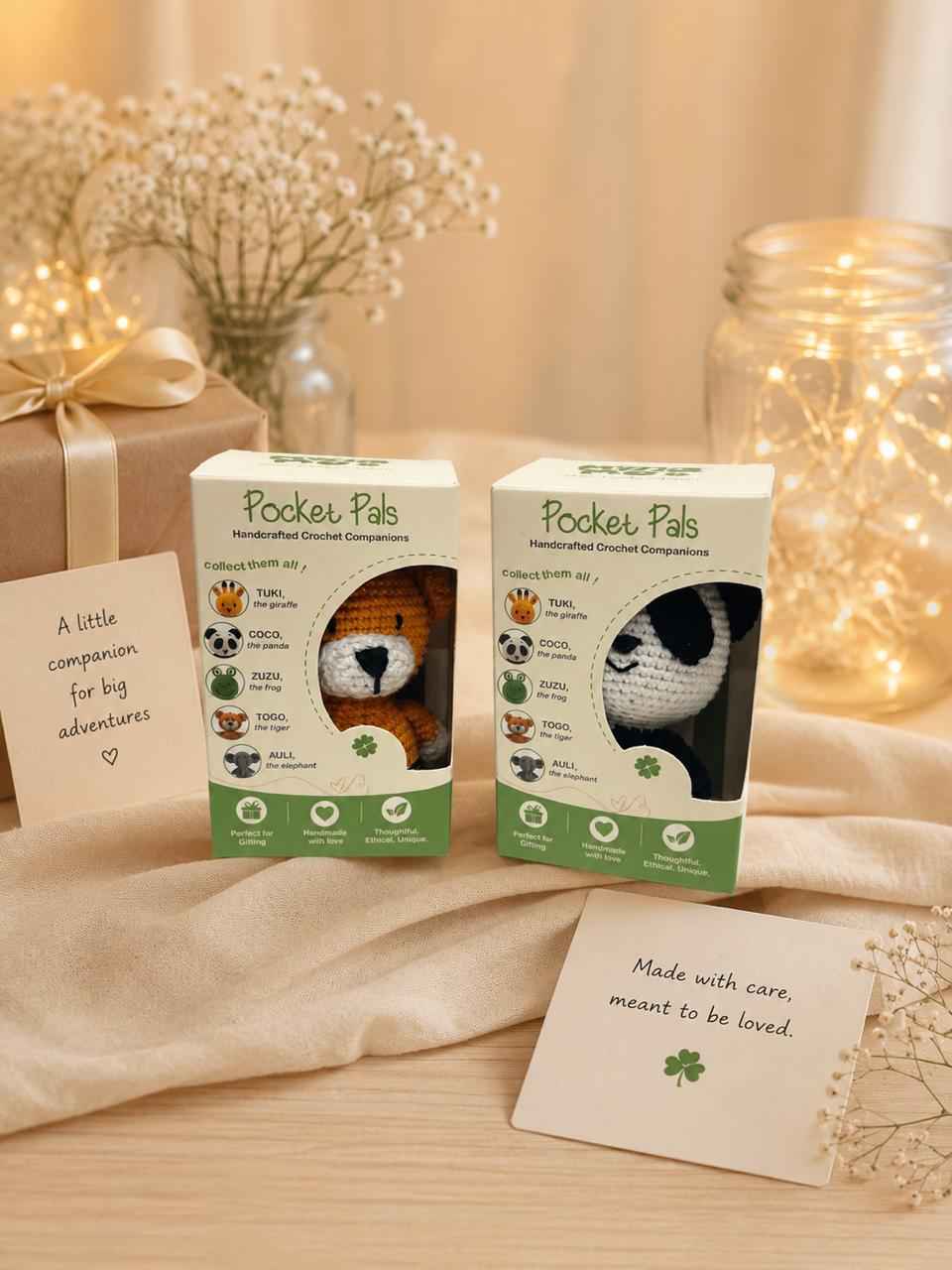 Handmade Crochet Amigurumi Soft Toys Combo – Coco the Panda & Togo the Tiger | Thoughtful Gift for Every Occasion