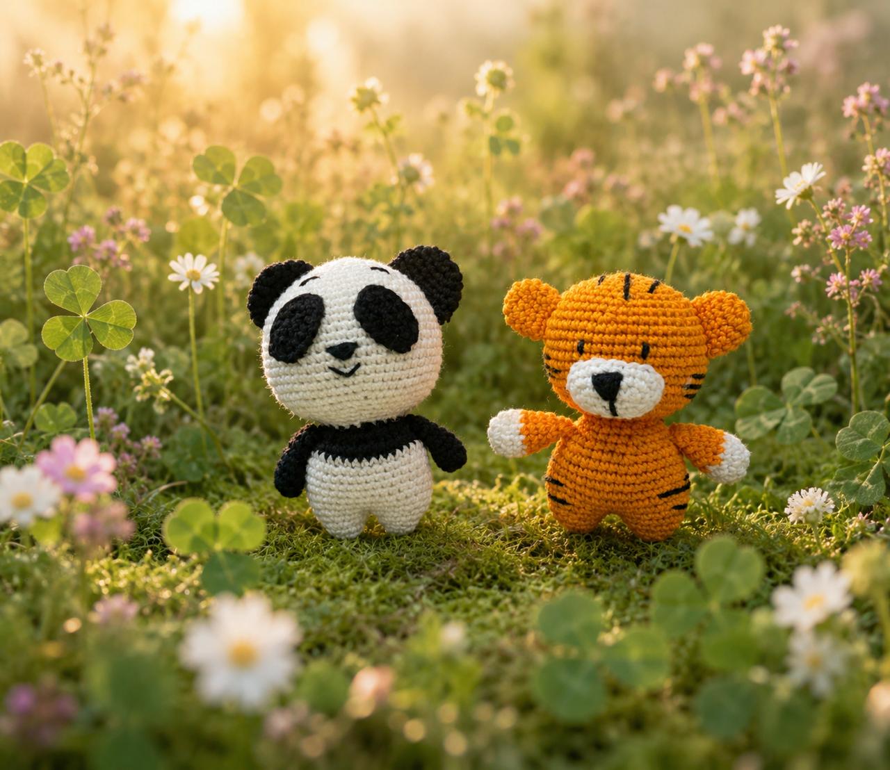 Handmade Crochet Amigurumi Soft Toys Combo – Coco the Panda & Togo the Tiger | Thoughtful Gift for Every Occasion