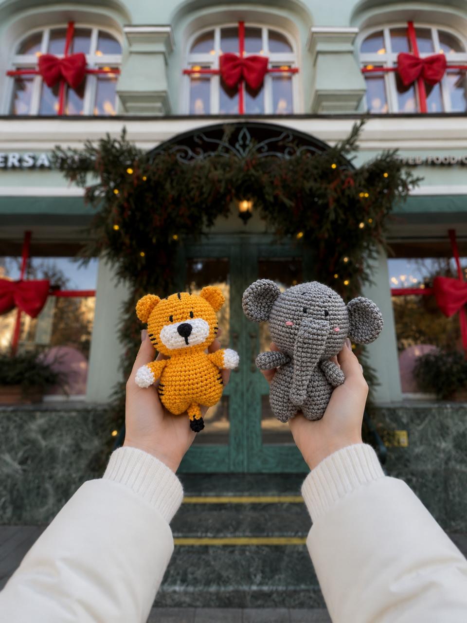 Handmade Crochet Amigurumi Soft Toys Combo – Togo the Tiger & Auli the Elephant | Thoughtful Gift for Every Occasion
