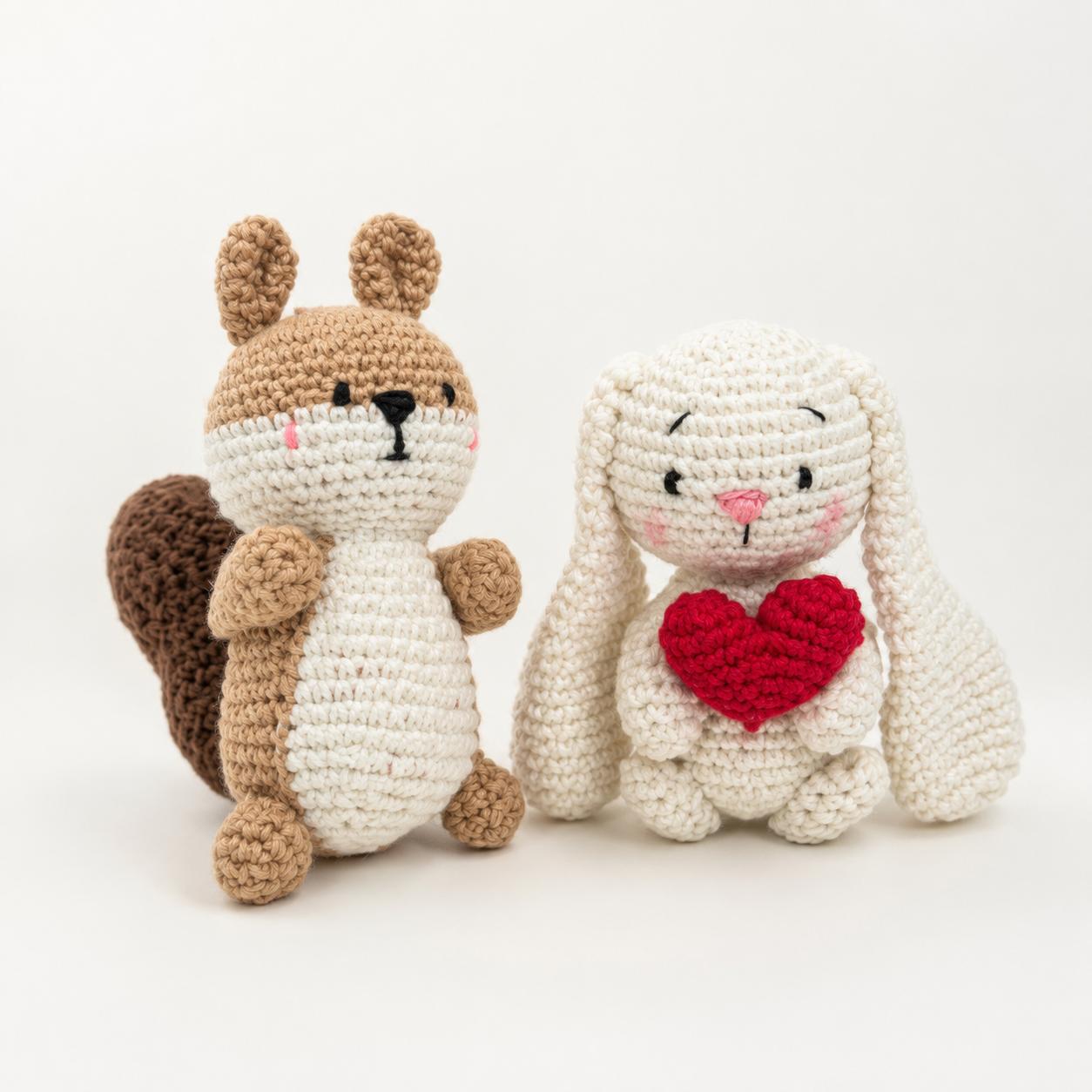 Little Souls Double Luck Bundle – Hazel the Squirrel & Lovey the Bunny | Handmade Crochet Toy Gift Set | Collectible Amigurumi Companions | Thoughtful Gift for Kids & Adults (Pack of 2)