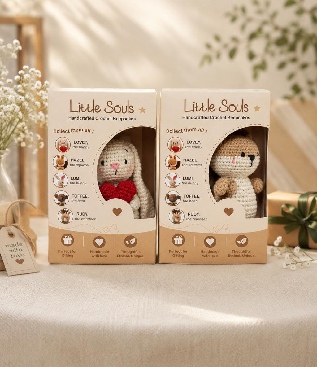 Little Souls Double Luck Bundle – Hazel the Squirrel & Lovey the Bunny | Handmade Crochet Toy Gift Set | Collectible Amigurumi Companions | Thoughtful Gift for Kids & Adults (Pack of 2)