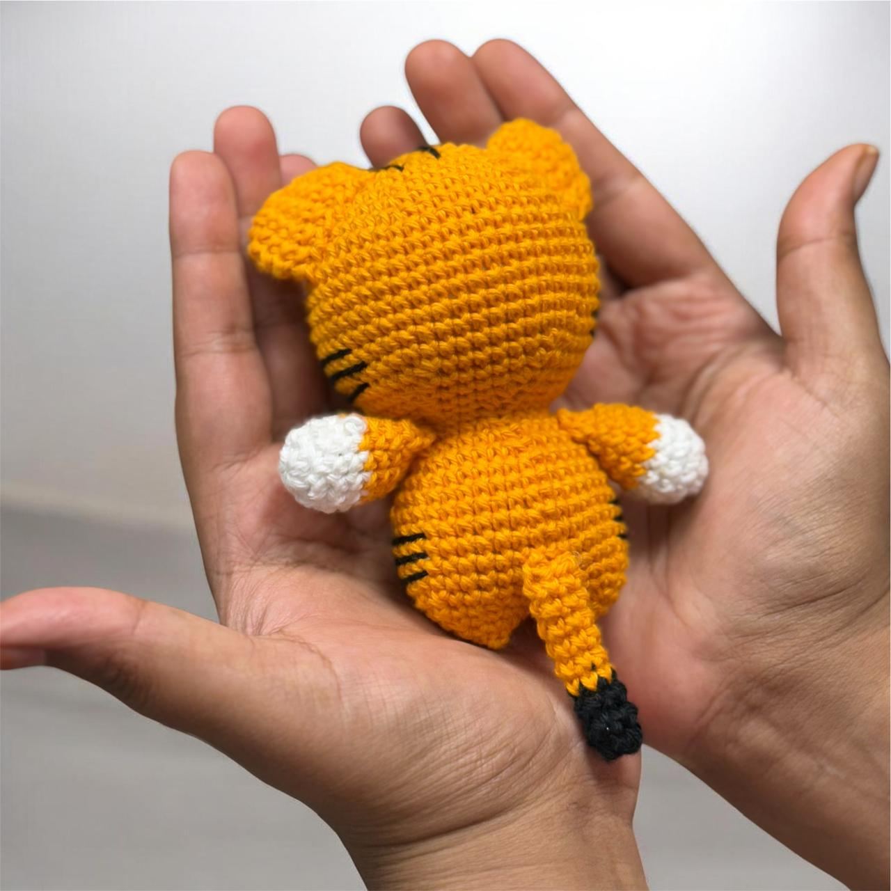 Handmade Crochet Tiger | Pocket-Sized Stuffed Amigurumi | 10 cm