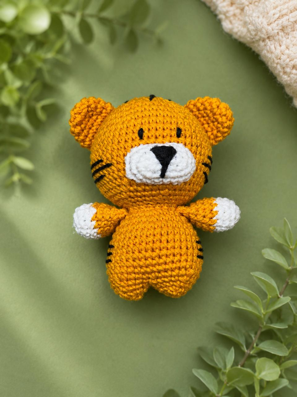 Handmade Crochet Tiger | Pocket-Sized Stuffed Amigurumi | 10 cm