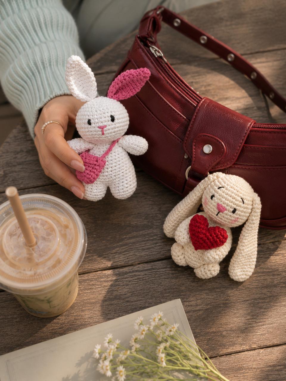 Double Luck Bundle ~ Little Souls Special Edition | Lumi & Lovey Handmade Crochet Bunny Gift Set | Keepsake Companions (Pack of 2)