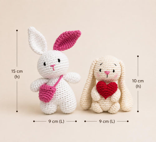 Double Luck Bundle ~ Little Souls Special Edition | Lumi & Lovey Handmade Crochet Bunny Gift Set | Keepsake Companions (Pack of 2)