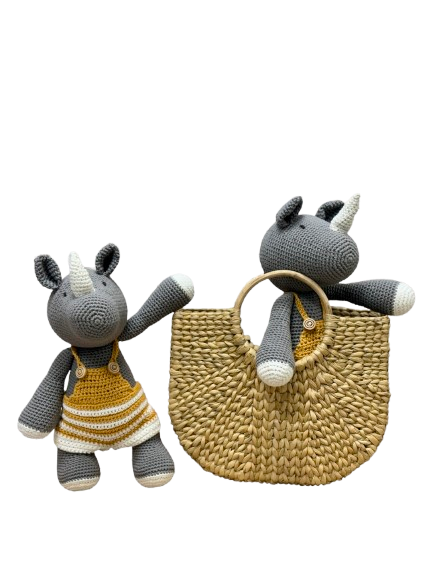 Handmade Crochet Rhino Soft Toy - 30 cm